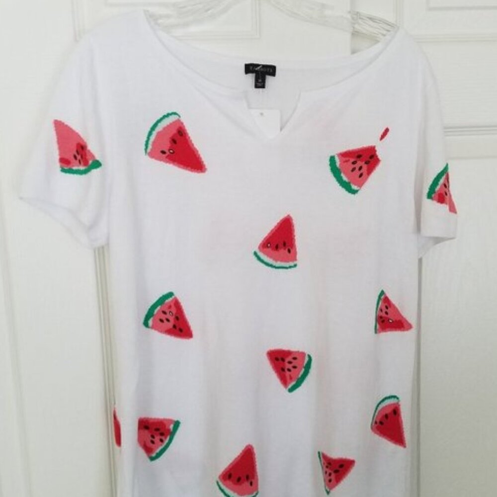 Womens Size M  SS summer top -jeweled watermelon!